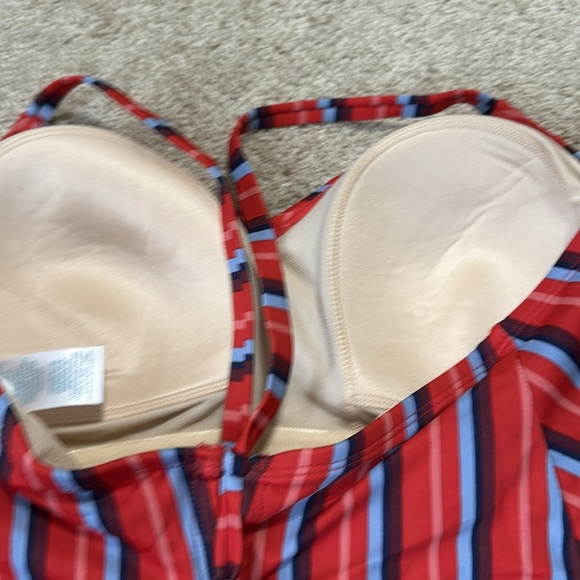 Kona Sol Striped Lace up Back Swimsuit 18W - Picture 5 of 7